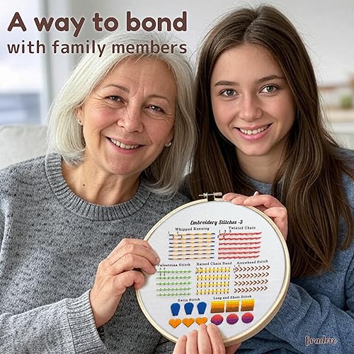 Miniatura 7 de Bradove Kit de práctica de 4 juegos de puntadas de bordado, kit de bordado para principiantes con patrones de bordado, kit de bordado para