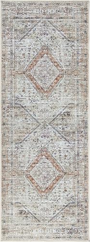 Miniatura 10 de Bloom Rugs Camino de medallón tradicional lavable antideslizante de 10 pies  griscarbón para entrada, pasillo, baño y cocina, tamaño exacto 2.5 x 10