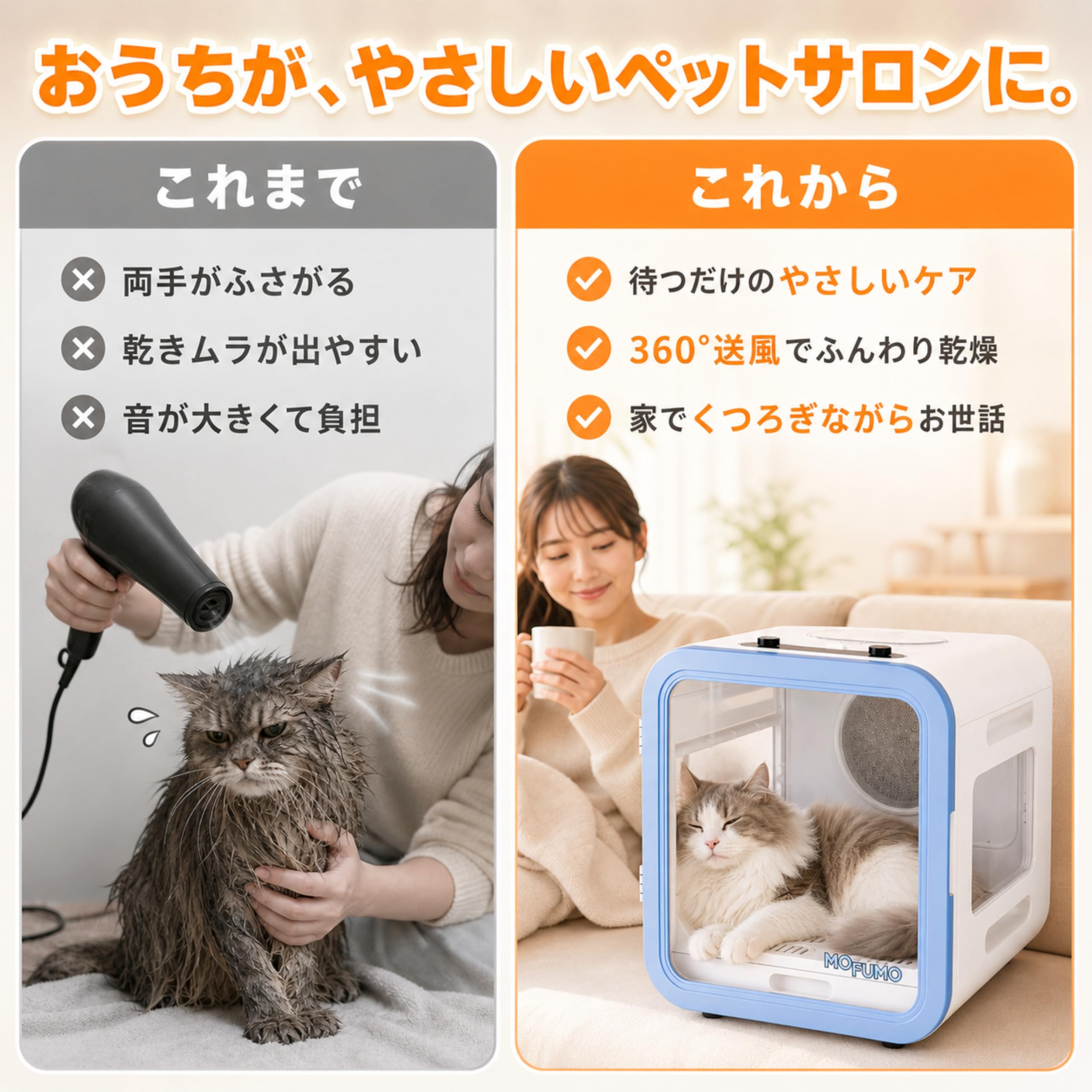 Amazon | MOFUMO ペットドライルーム 75L 小型犬 猫用 乾燥機 スマート