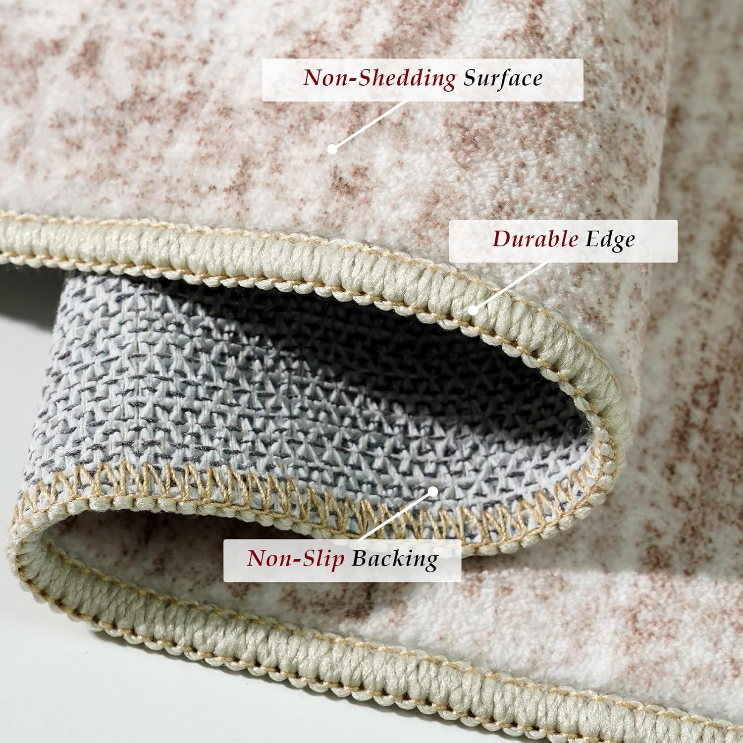 2x5 Hallway Washable Runner Rug - Non-Slip Kitchen Rugs with Rubber Backing Abstract Neutral Low-Pile Carpet Runners for Laundry Room Home Decor Bedroom Bathroom Entryway (Ivory Beige Distressed,2x5)