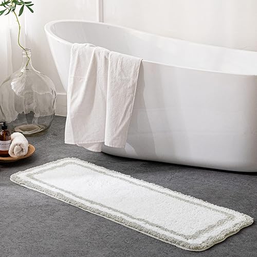 Miniatura 10 de Ashler - Juego de 2 tapetes de baño rectangulares color azul oscuro, lavables a máquina, de secado rápido, suaves y peludos, antideslizantes para