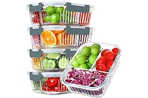 KOMUEE Glass Meal Prep Containers with Dividers