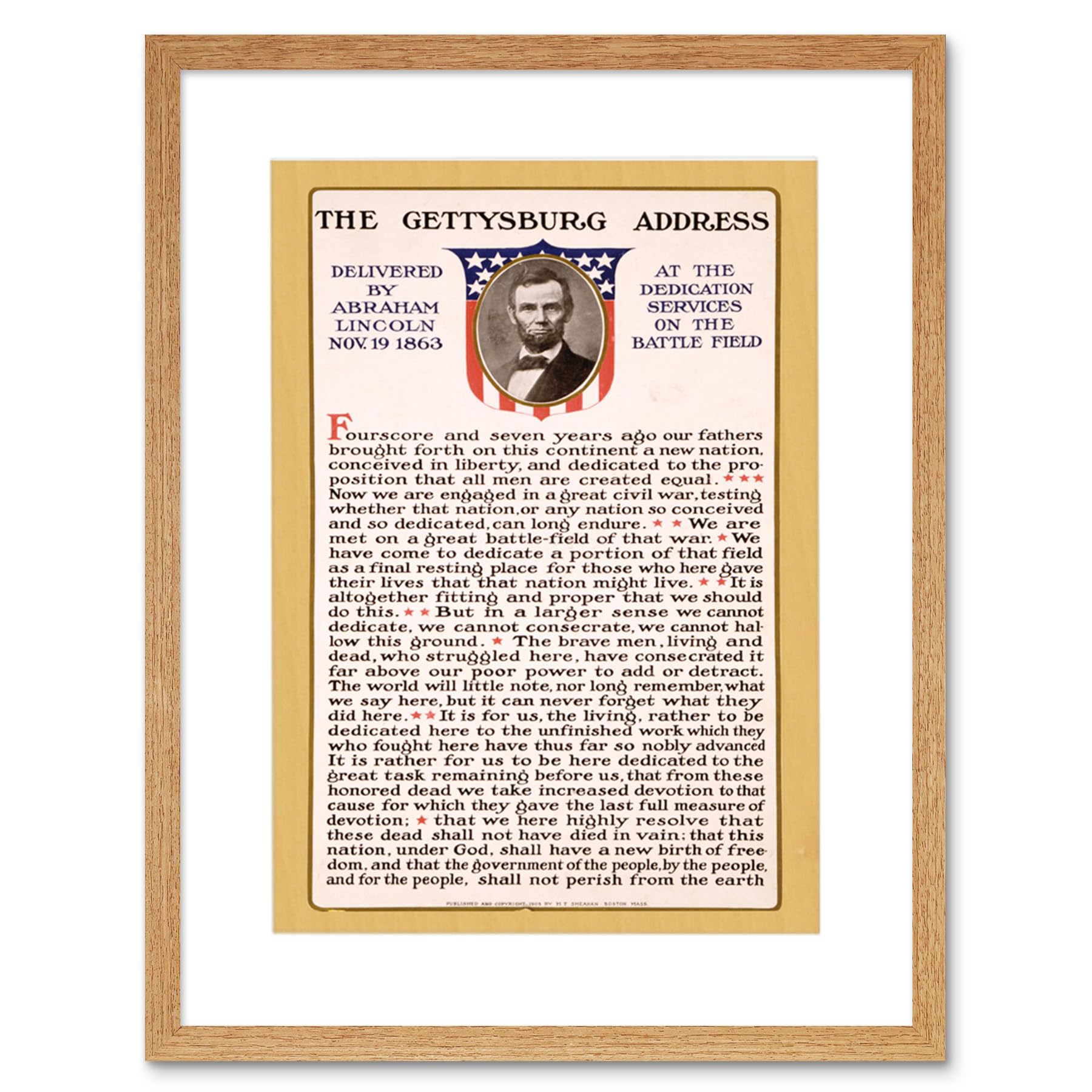 Wee Blue Coo War American Civil Lincoln Gettysburg Address President Framed Wall Art Print