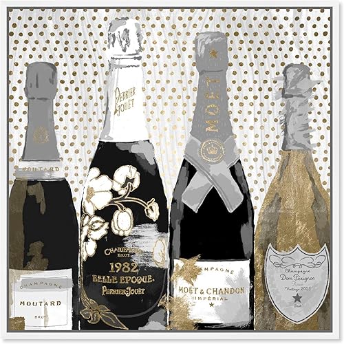 The Oliver Gal Artist Co. Lienzo enmarcado con texto en inglés Pass The Bottle Night, Drinks and Spirits, decoración del hogar, 12 x 12 pulgadas,