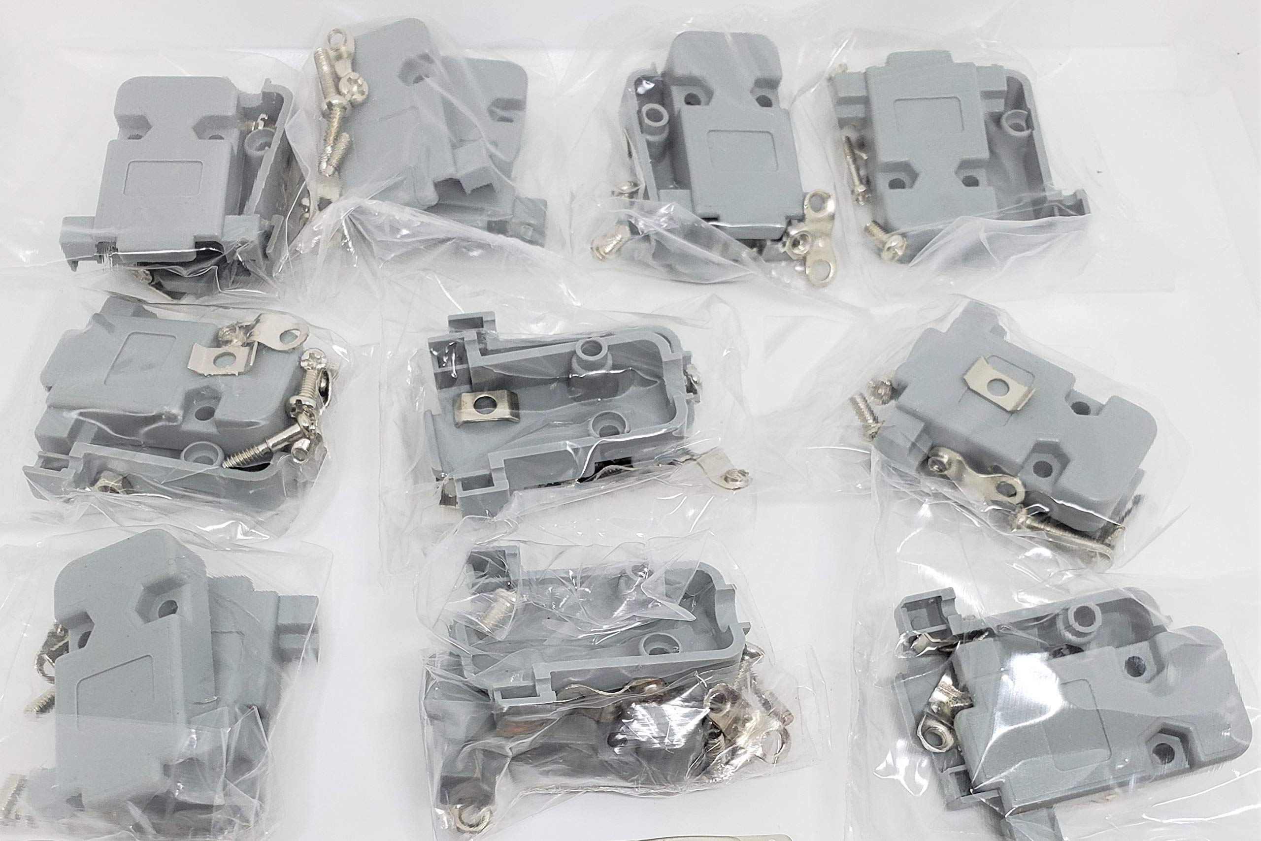 Pc Accessories - Connectors Pro 10-Pack DB9 Gray Plastic Hood DB-9/HD15 Connectors Short Screws, 10 Packs