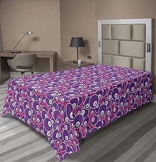 Ambesonne Billiards Flat Sheet, Pool Snooker and Balls with Lucky Number 8 Cue Sports Game Design, Soft Comfortable Top Sheet Decorative Bedding 1 Piece, TwinXL Size, Magenta Purple and White
