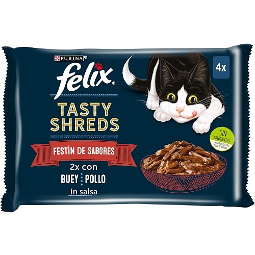 Felix Tasty Shreds Carnes comida húmeda gato 48x80 g