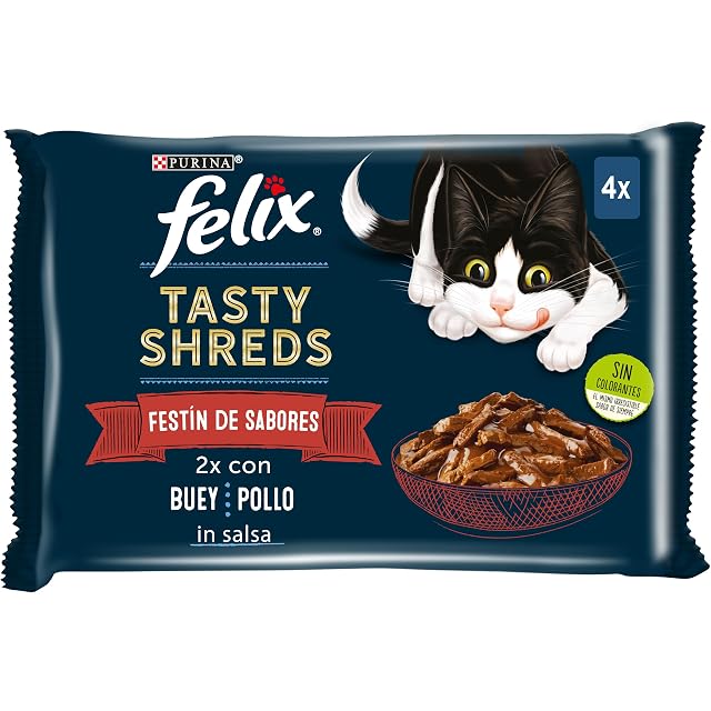 Felix Tasty Shreds Carnes comida húmeda gato 48x80 g