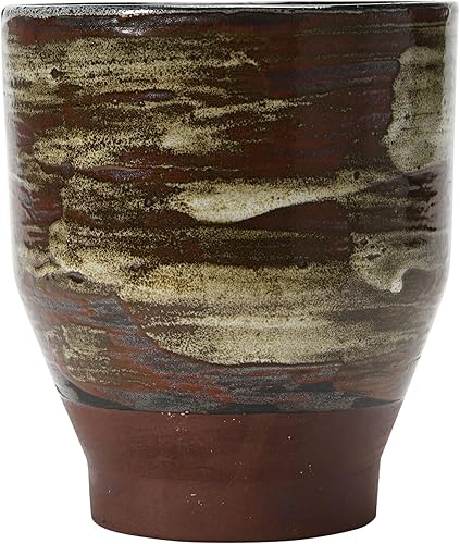Miniatura 4 de Creative Co-Op Maceta de gres marrón envejecido y acabado esmaltado reactivo