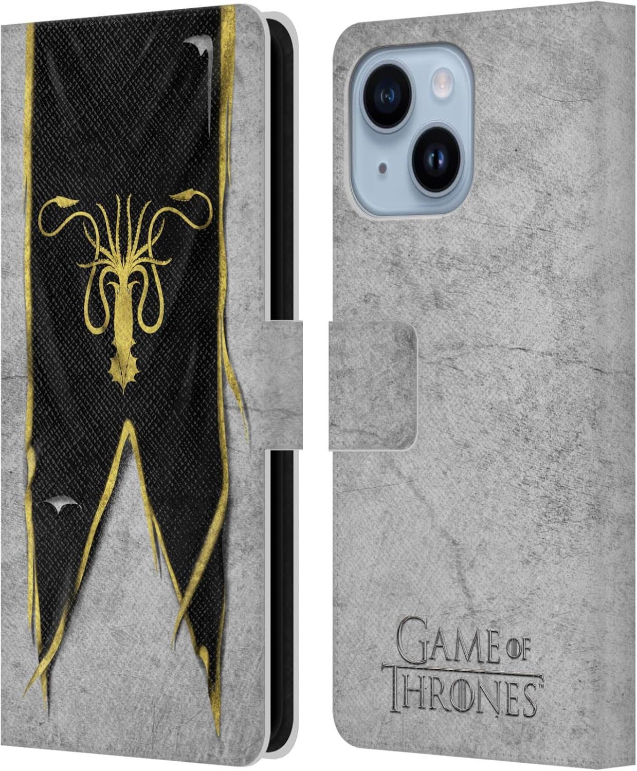 Head Case Designs Officially Licensed HBO Game of Thrones Greyjoy Sigil Flags Leather Wallet Case Compatible with Apple iPhone 14 Plus
