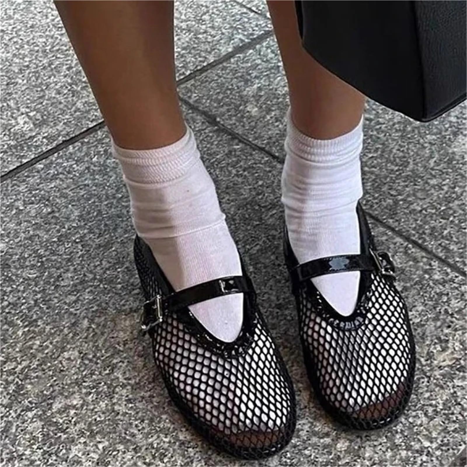 Ballerinas Damenschuhe Aushöhlen Atmungsaktives Mesh Flache Sohle Sandalen Sommer Cool Niedriger Absatz Für Damen