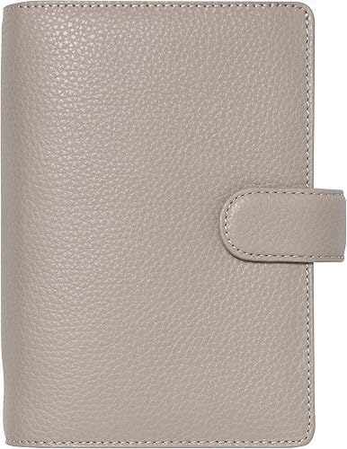 Filofax Norfolk - Organizador de tamaño personal, color gris pardo, piel suave de grano completo, seis anillos, con calendario semanal para ver cada