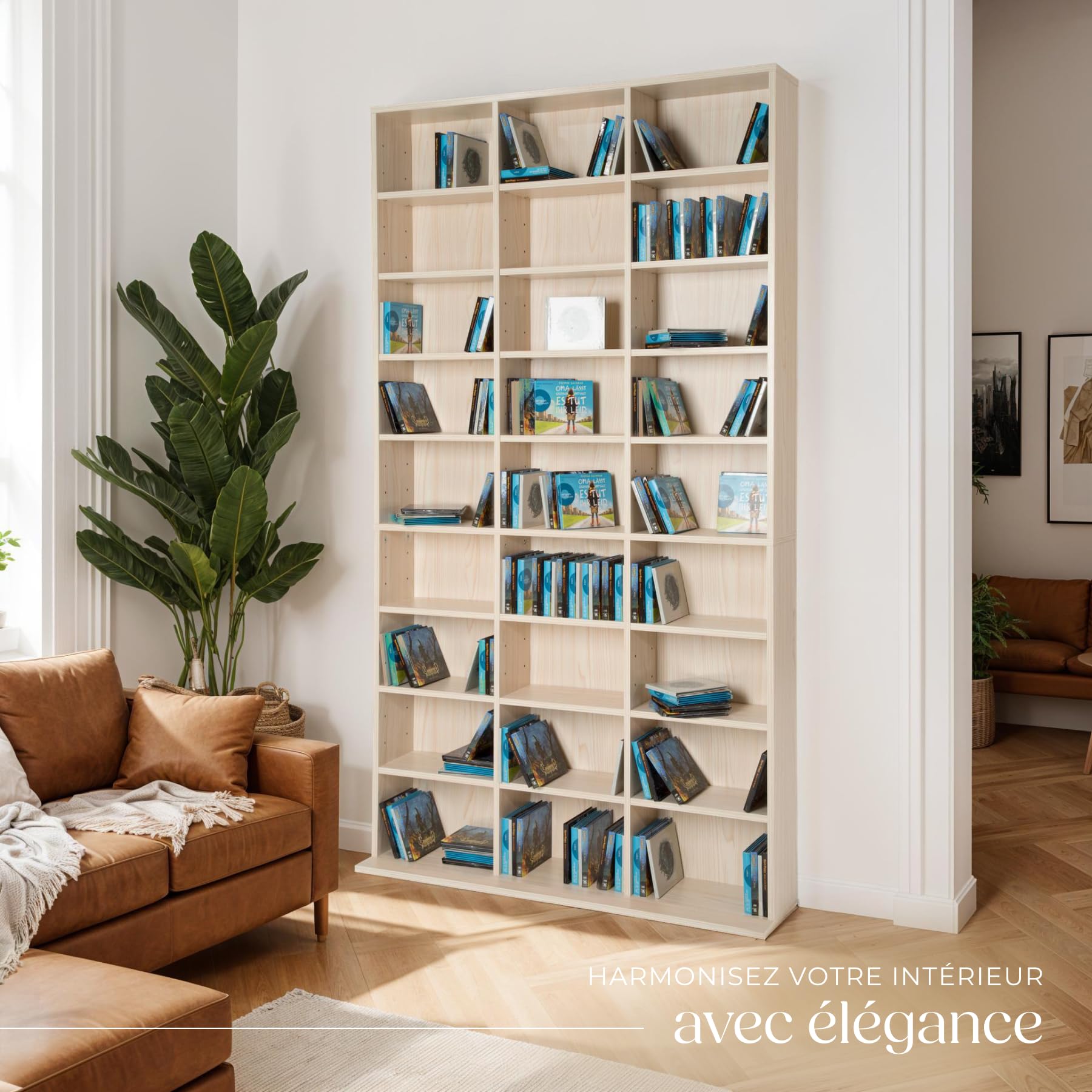 tectake® Étagère Bibliothèque Étagère Rangement CD/DVD pour 1080 CDs - 180x102x23,5 cm Meuble de Rangement Moderne pour Rangement Bureau, Salon, Chambre, Etagere Rangement Meubles de Salon
