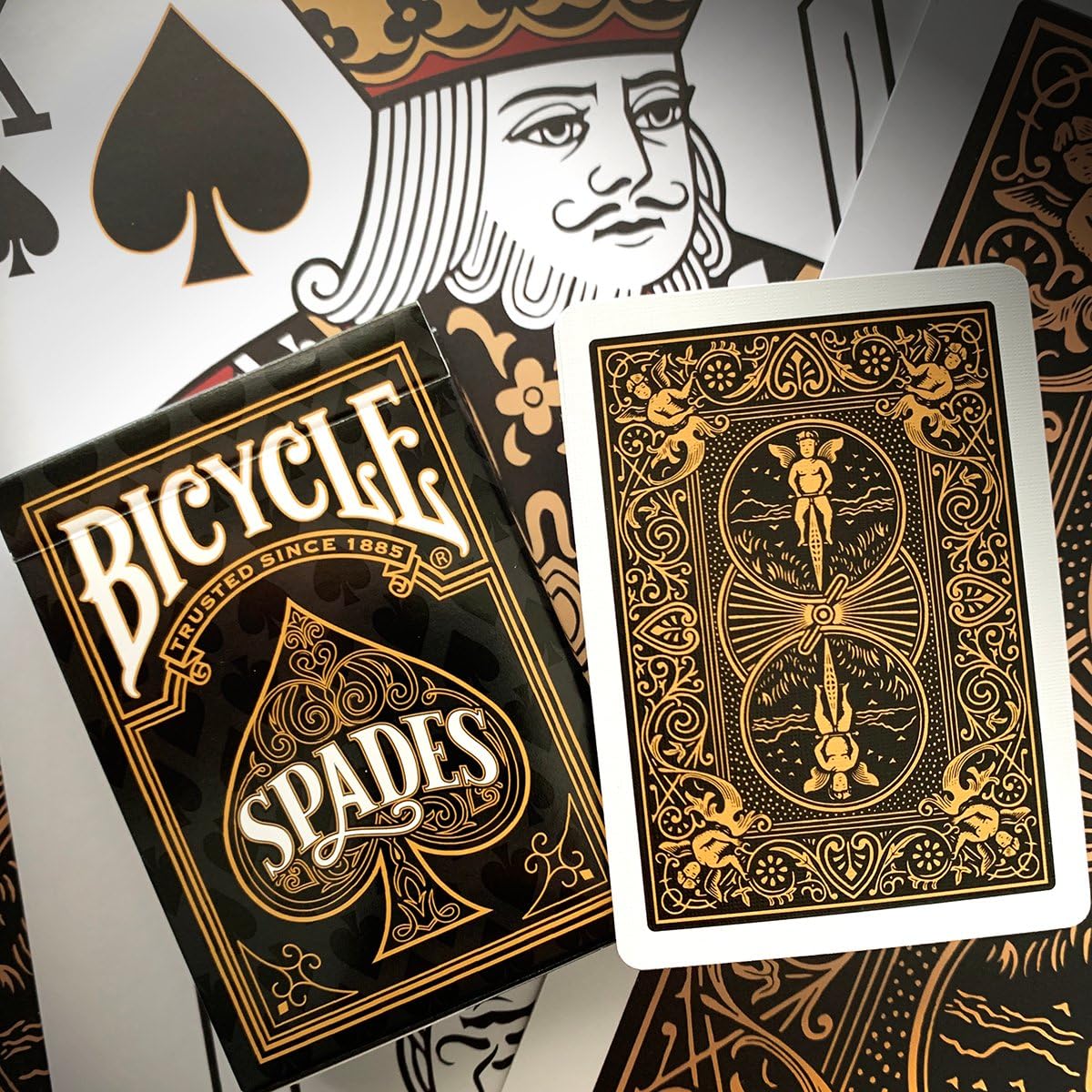 Bicycle Playing Cards 6 Deck Rider Back Black and Gold Spades