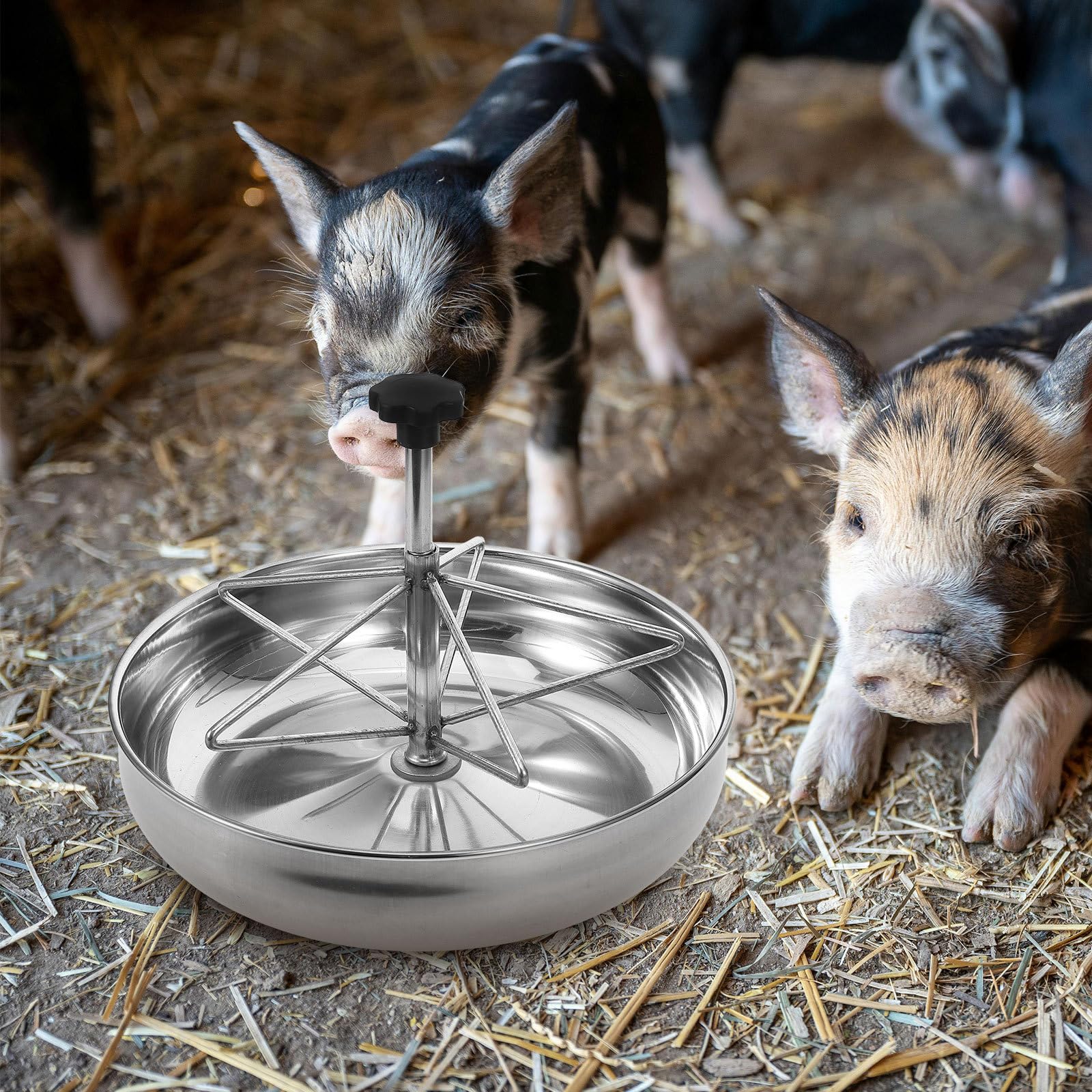 Schweinefuttertrog Praktischer Schweinefutterautomat mit Großer Kapazität Edelstahl Leicht zu Reinigen und Fester Konstruktion Geeignet für Drinnen und Draußen