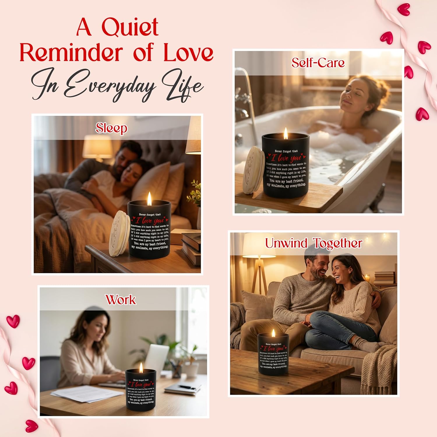 TEEZWONDER Couples Valentines Day Gifts for Her Him - Long Lasting Vanilla Lavender Candle 10 oz - Romantic Anniversary Birthday Gifts for Girlfriend Boyfriend, Wedding Gift for Women Men Husband Wife - Image 8