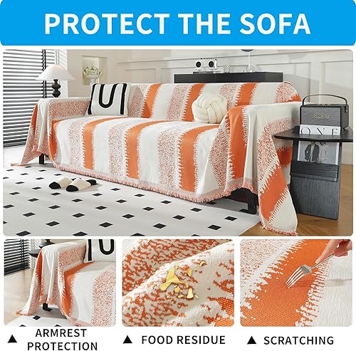 Miniatura 3 de LUFEIJIASHI Fundas bohemias para sofá de felpilla suave y antideslizante para sofá de 3 cojines, fundas lavables para sofá seccional, protector de