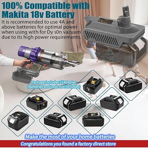 Miniatura 3 de Adaptador de batería V10 para Makita para Dyson de repuesto de 25.2 V compatible con Dyson V10 Animal Absolute Fluffy Motorhead SV12 aspiradora