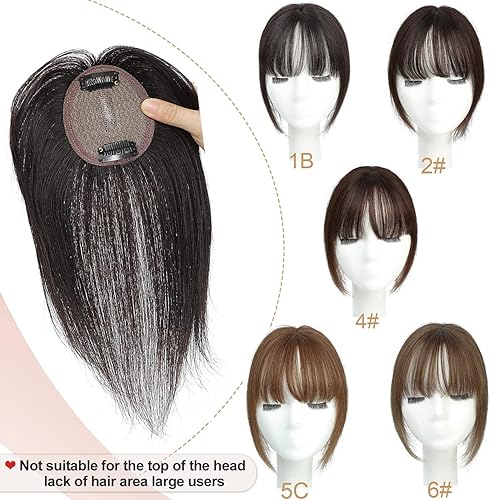 Miniatura 6 de Molefi Extensiones de cabello para mujer, cabello humano real con flequillo, extensiones de cabello superior para adelgazar, pelucas de cabello Remy