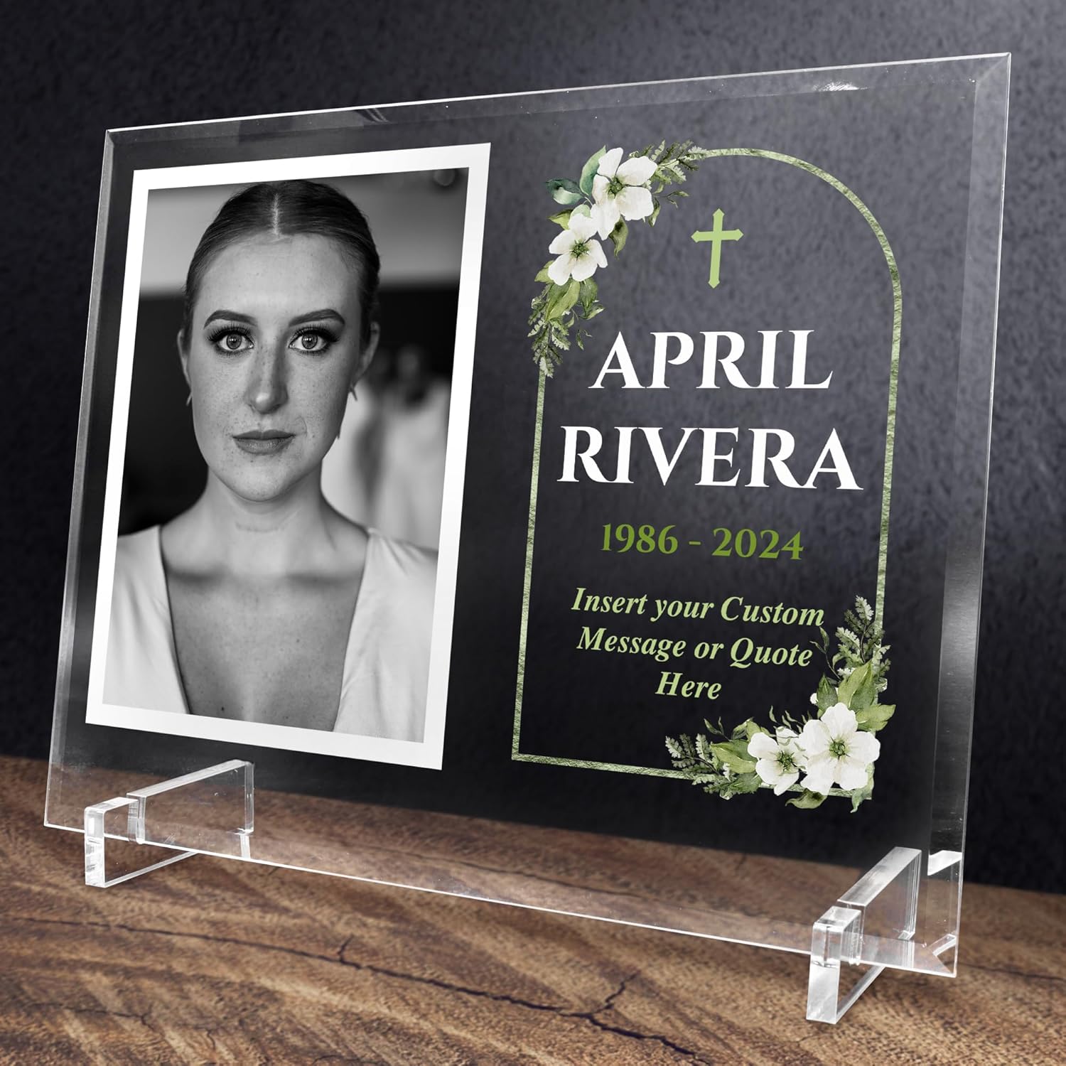 Basic Fundamentals 11.75"x9.75" Custom Glass Picture Frame for 5x7 Photo, Personalized Memorial Picture Frame, In Loving Memory Picture Frame and Celebration of Life Decorations (Design 3)