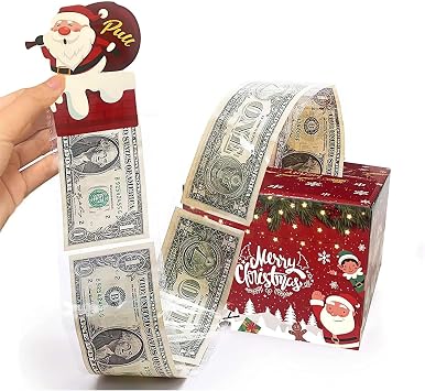 Christmas Money Box for Cash Gift Pull Fun Surprise Money Dispenser, Gift Box for Kids & Adults Creative Way to Gift Money to Family & Friends
