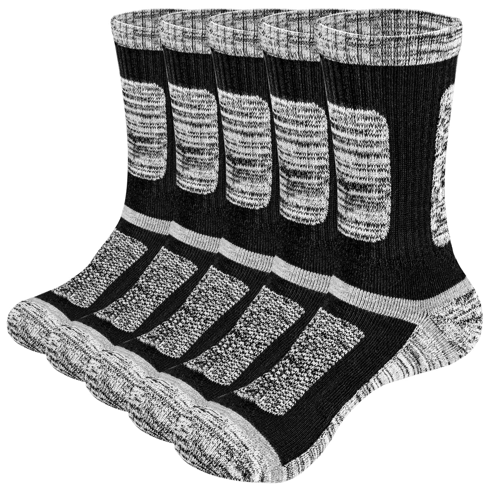 YUEDGEMoisture Wicking Cushioned Mens Socks Padded Winter Work Boot Socks Thick Thermal Sports Socks For Men Size 4-8/6-10/9-12, Multipack, 5 PairsOEKO-TEX STANDARD 100