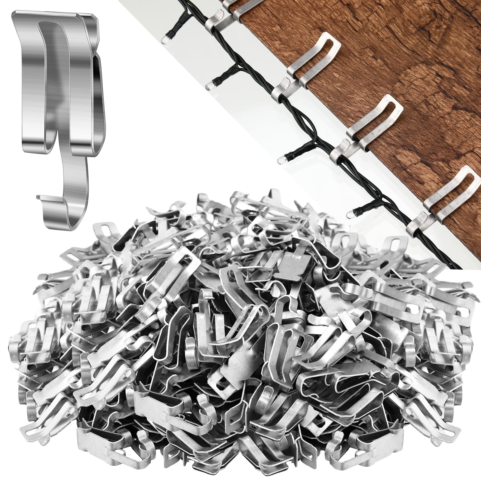 Tandefio 250 Pcs Christmas Light Clips Metal Gutter Clip for Hanging Light