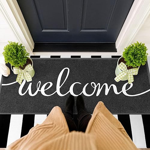 Vista 30 de EARTHALL Divertidos tapetes con texto en inglés "Hello Mats" para exteriores/interiores, 48 x 32 pulgadas, tapete para puerta delantera, entrada al