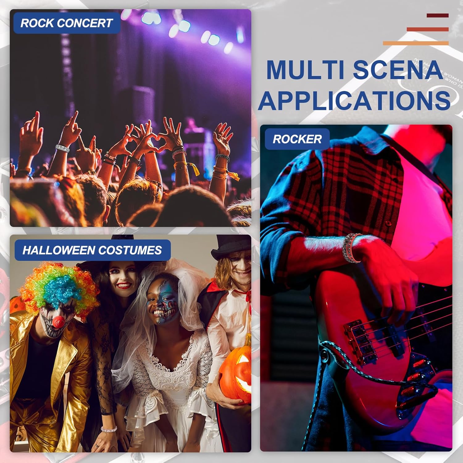 MECCANIXITY 2 Pcs Leather Punk Bracelet 8.7"/22cm Layered Row Conical Spikes Bracelet - Image 6