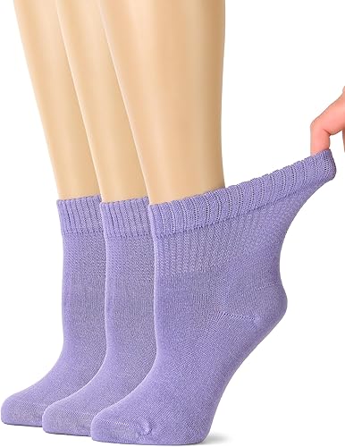 Hugh Ugoli Calcetines tobilleros para diabéticos de bambú para mujer, súper suaves, sin costuras, sin costuras, anchos, ajuste holgado y elásticos,