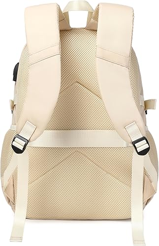 Miniatura 3 de Wadirum Linda mochila para computadora portátil para niña, bolsa universitaria de moda, mochila para mujer, color beige