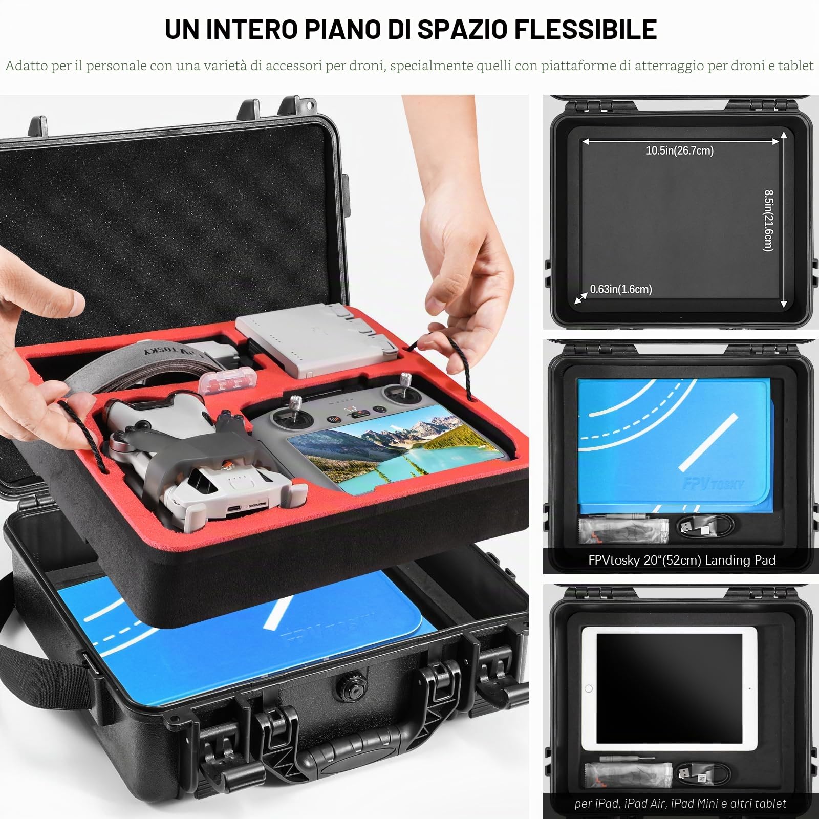 FPVtosky Custodia per DJI Mini 4 Pro I Compatto I Doppio Strato I Impermeabile - Custodia per DJI Mini 4 Pro Fly More Combo Kit, Accessori per la custodia del drone