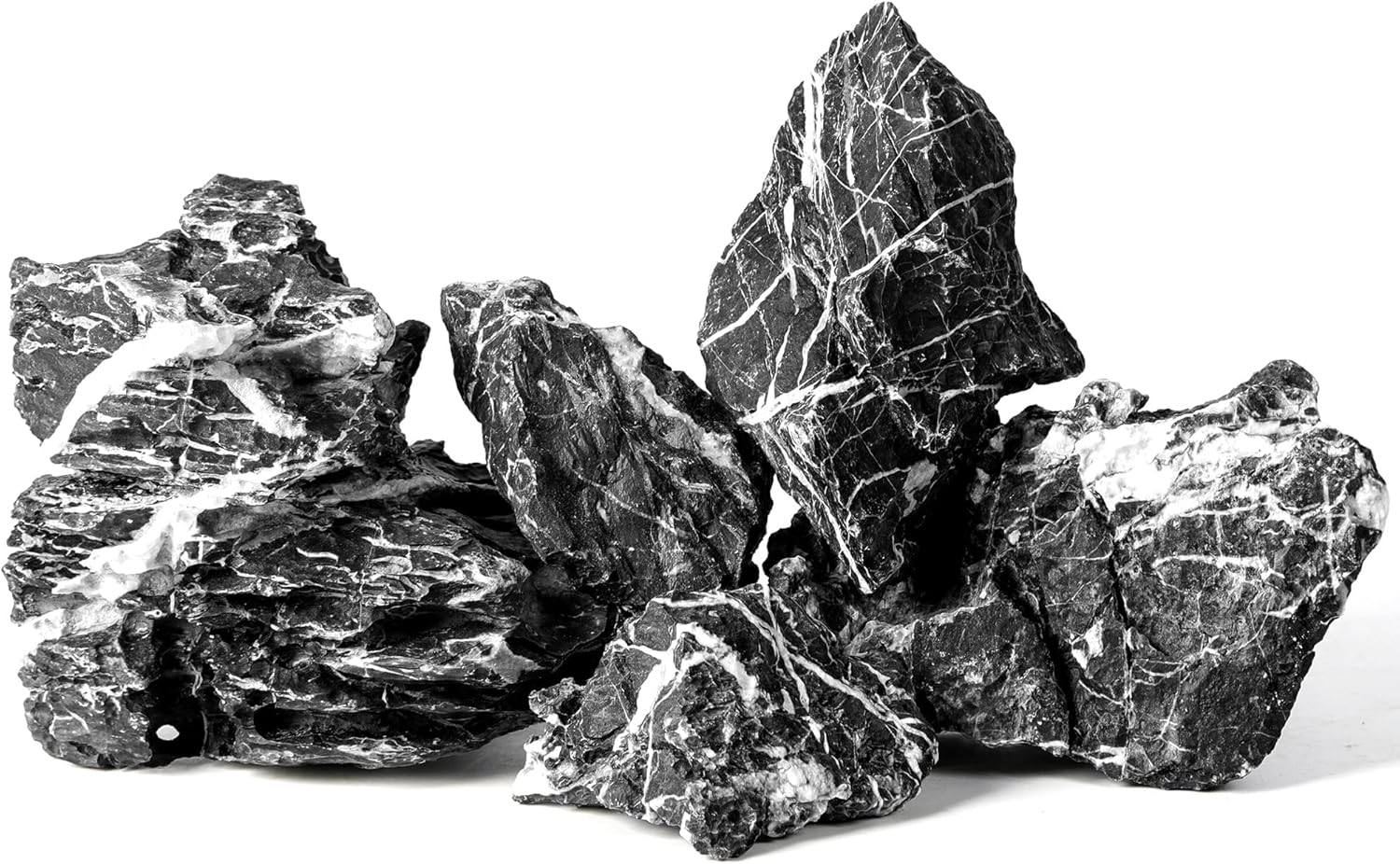 2.2-8.1 Inches Natural Seiryu Stone, 5 PCS Mixed Sizes Aquarium Rocks for Aquascaping, Iwagumi Layouts, Terrariums & Aquarium Décor
