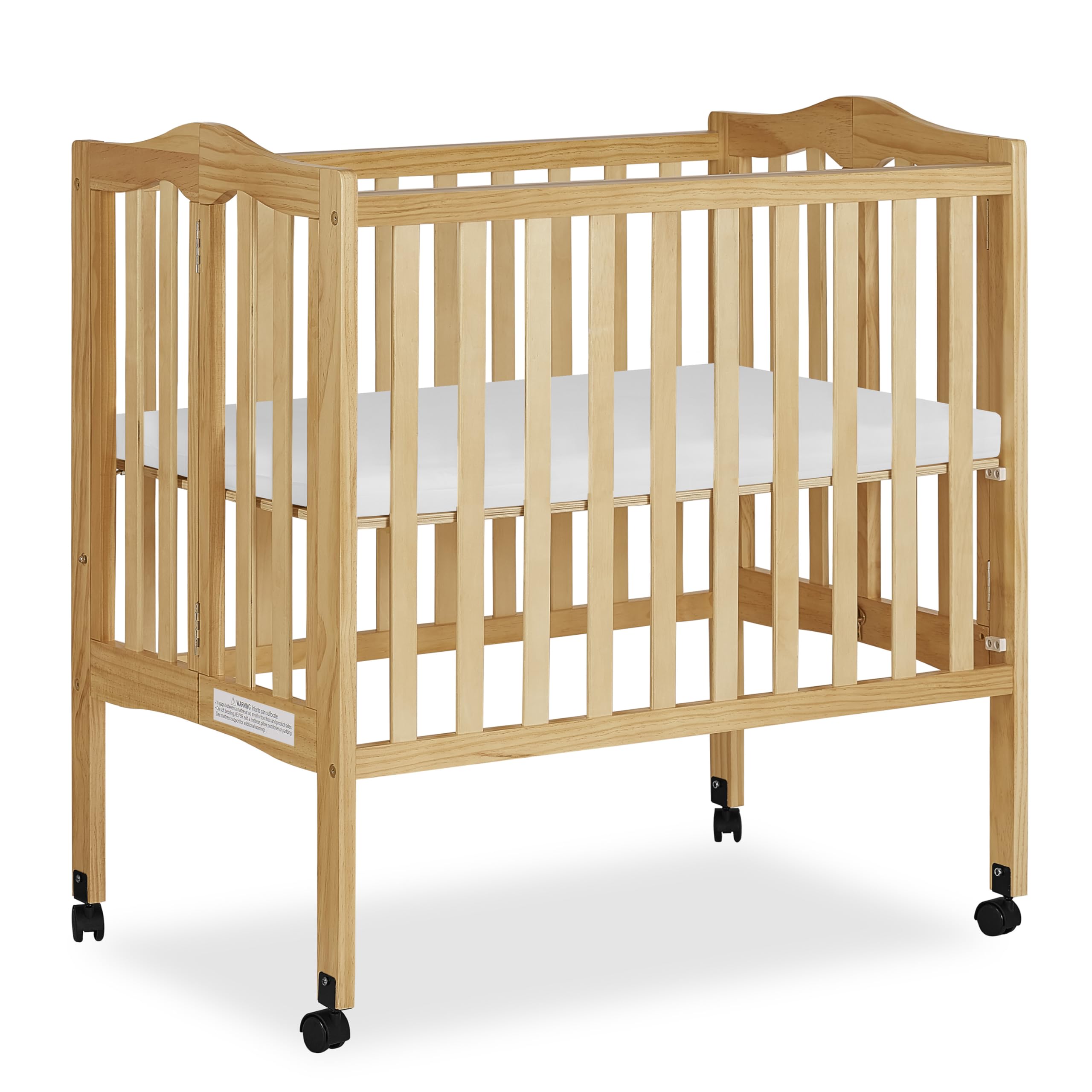 Dream On Me 2-in-1 Lightweight Quick Fold Portable Compact Mini Baby Crib in Natural, GreenGuard Gold & BSA, Patented Flat-Folding, Converts to