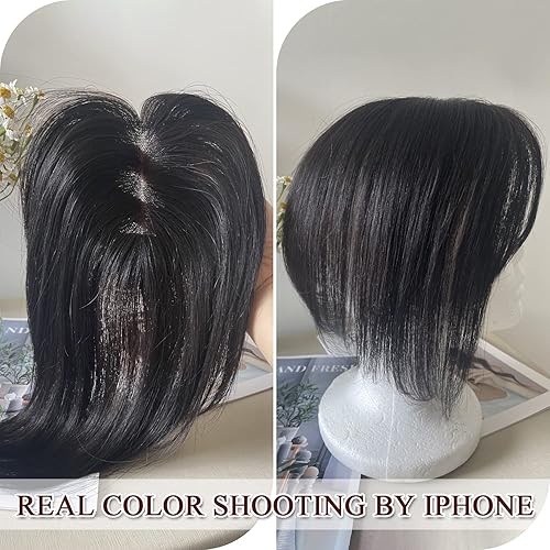 Miniatura 3 de UDU Toppers para el cabello para mujer, adornos de cabello humano real para mujeres con cabello fino, adornos marrones, pasteles de pelo con