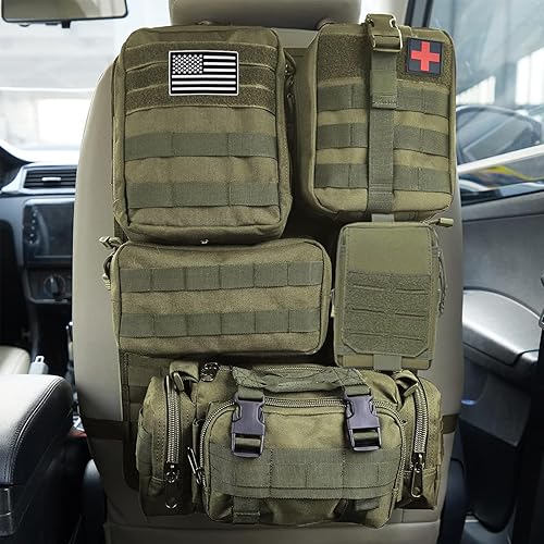 Bolsa organizadora táctica universal para respaldo de asiento de automóvil, organizador táctico de vehículos Molle, accesorios de equipo con 5