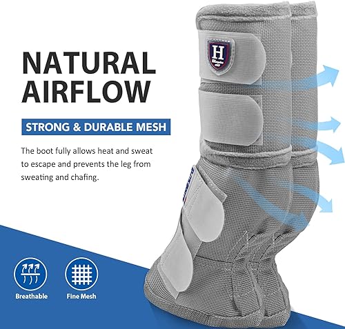 Miniatura 9 de Harrison Howard Botas para moscas de caballo, ajuste contorneado, protectores de piernas, botas de malla densa con ventilación cómoda y protección