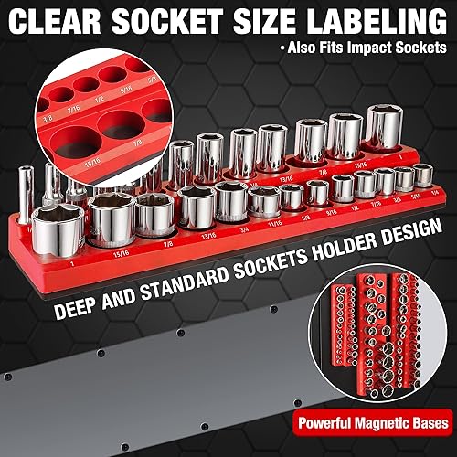 Miniatura 6 de ALOANES Organizador magnético de enchufes de 141 ranuras, kit de 6 soportes de enchufes, 12 pulgada, 38 pulgadas, soportes de bandeja de enchufe de