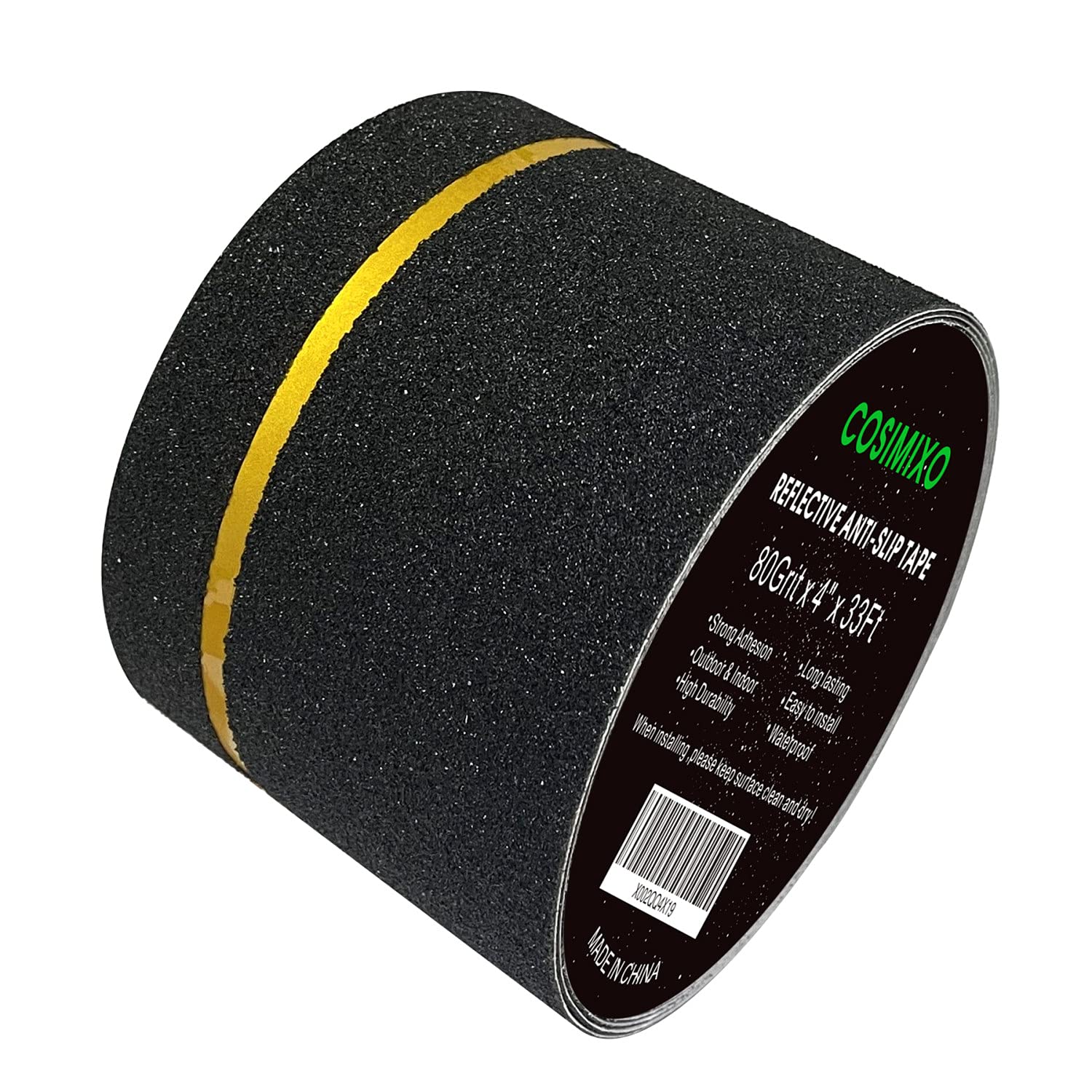 COSIMIXO 4" x 33Ft Anti Slip Tape with Reflective Stripe,Best Grip Non