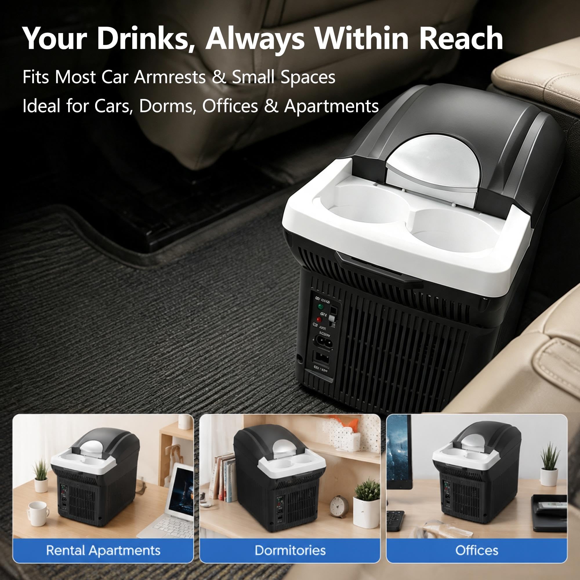 Frigo Portatile per Auto 8L Elettrico 12V/220V per Campeggio e Viaggi | Mini Frigo, Funzione Raffreddamento & Riscaldamento per Auto e Casa, Ideale per Bevande e Snack
