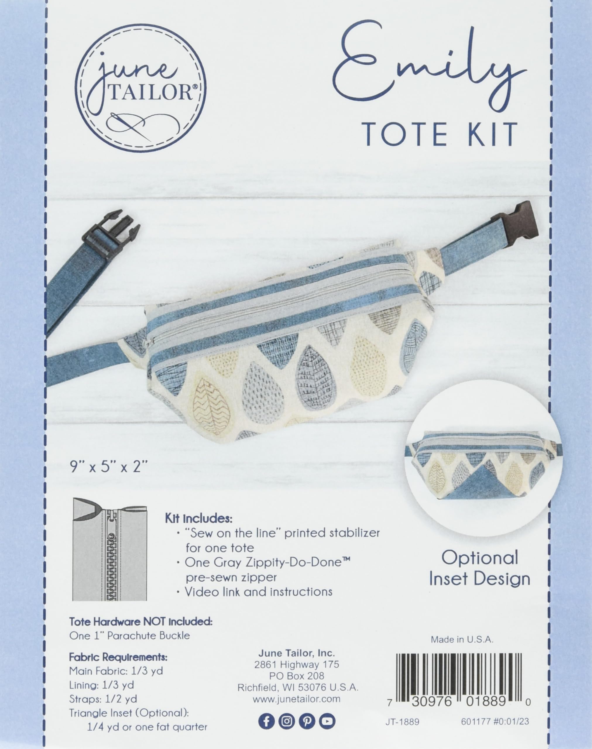 June Tailor Inc Emily Tote Zippity-Do-Done Gray Kits, Grey