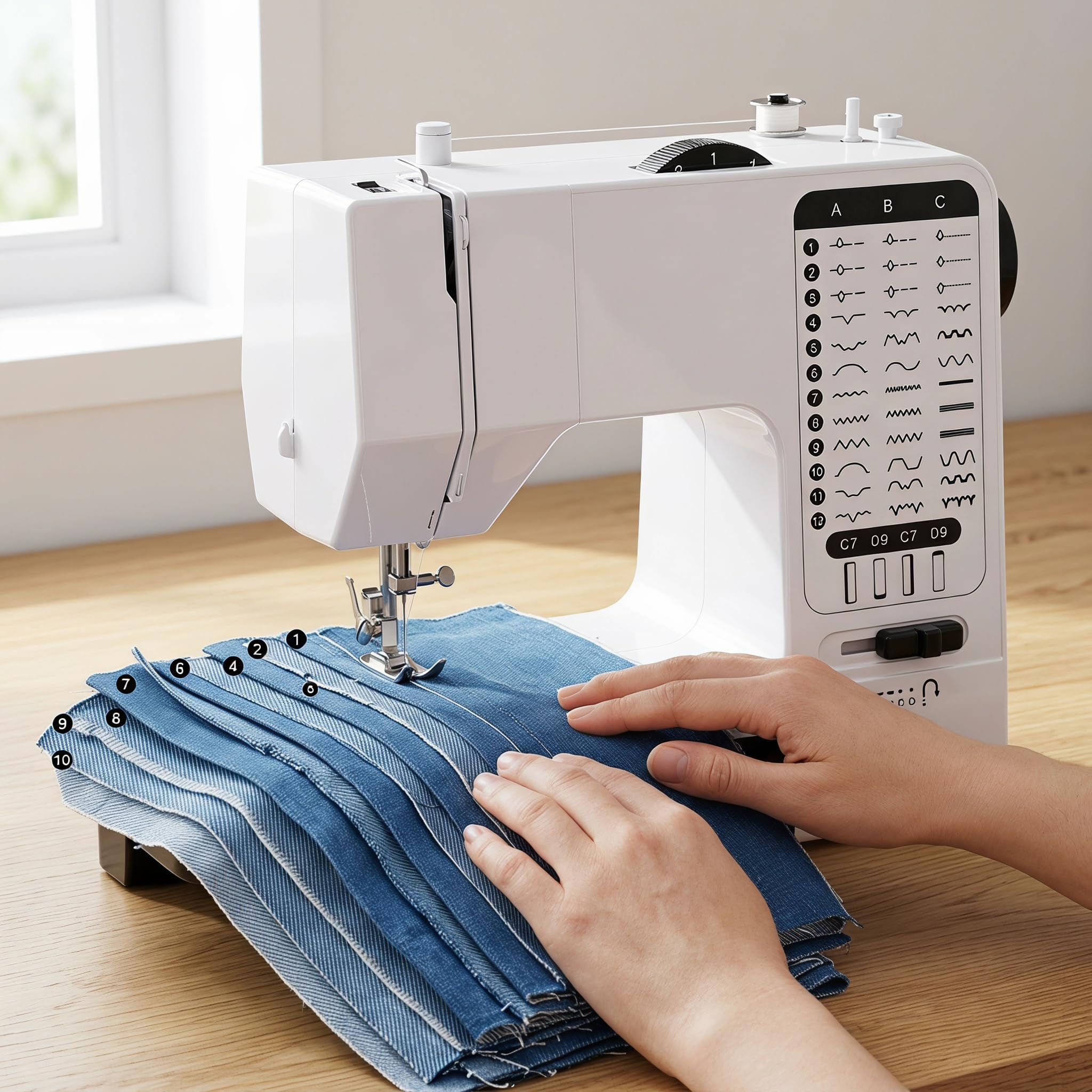 Máquina De Coser Industrial De Alta Resistencia, 38 Puntadas Incorporadas, Luz Nocturna Led, Mesa De Extensión para Principiantes Y Costureros Avanzados.
