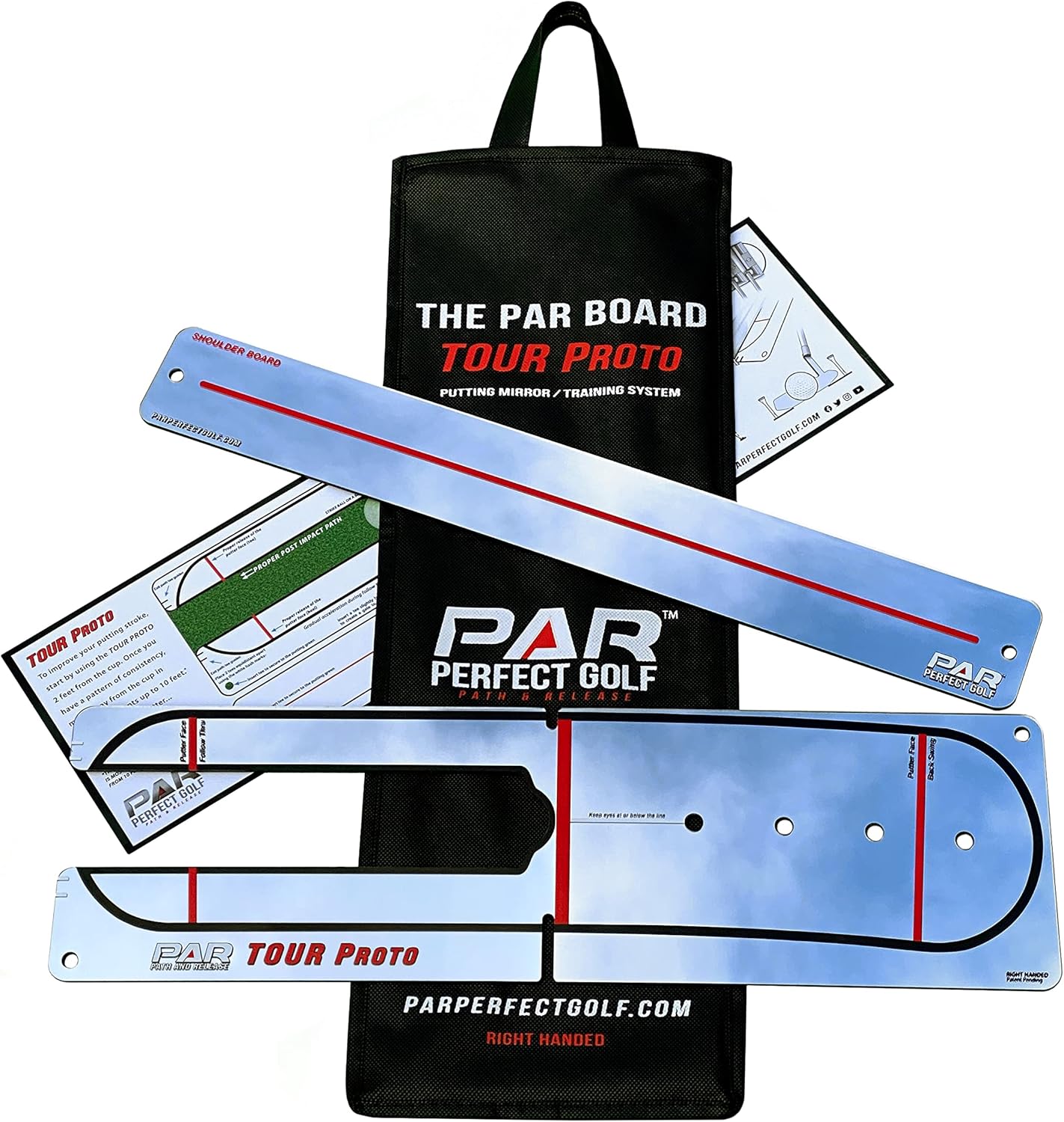PAR Perfect Putting Mirror “Tour Proto” 3rd Gen Combo w/Shoulder Mirror- (Right Handed)–#1 Tour Putting System- Ball Lies Directly On The Putting Surface- High End Quality Putting Trainer!