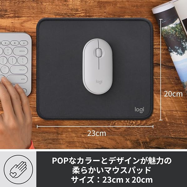 【セット買い】【Amazon.co.jp限定】ロジクール Bluetooth ワイヤレスキーボード K250GRd テンキー コンパクト 日本語配列 耐水 K250 Windows Mac Chrome グラファイト 国内正規品 ※Amazon.co.jp限定 壁紙ダウンロード付き + MP10GR マウスパッド 撥水 マウス パッド 小型 滑り止め MP10 グラファイト 国内正規品 - 3