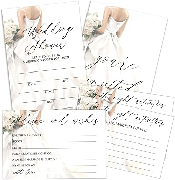Wedding Shower Invitations With Envelopes, Minimalist Bridal Shower Invites, Advice And Wishes For The Mr And Mrs, Engagement Party Decor, Date Night Well Wishes Card -A01