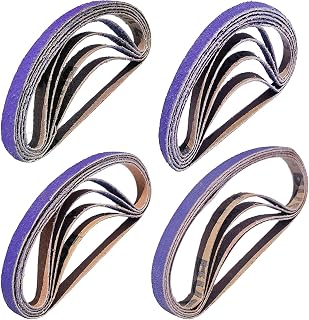 Tockrop 20 Pack 3/8 x 13 Inch Zirconia Air File File Sanding Belts Assorted - 40/60/80/120 Grits Sander Belts for Air File Belt Sander, Woodworking, Metal Polishing, Derusting (3/8" x 13")