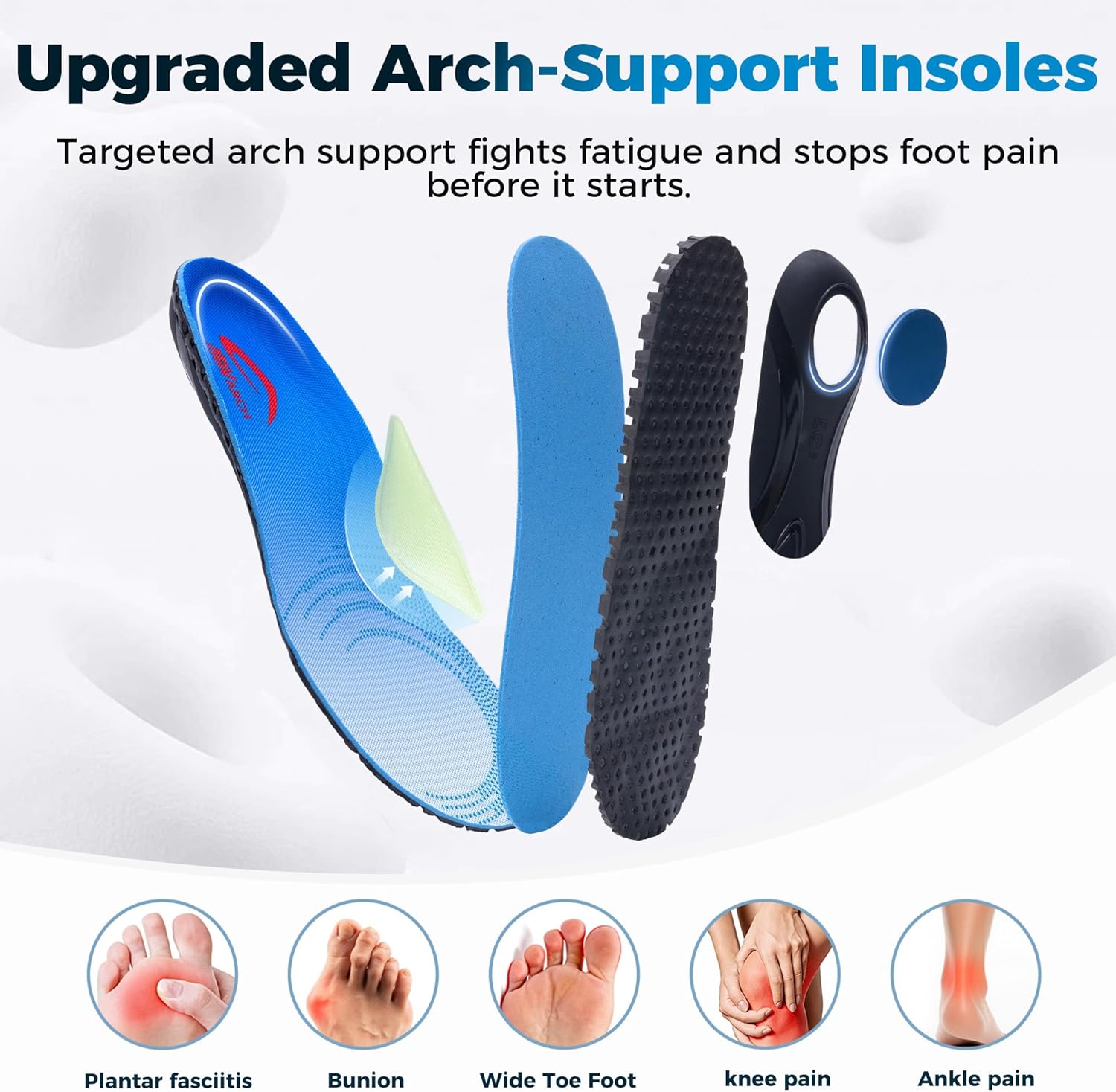 Mens Walking Shoes with Arch Support Wide Toe Box Mens Sneakers Plantar Fasciitis Flat Feet Heel Pain Relief US 8-13
