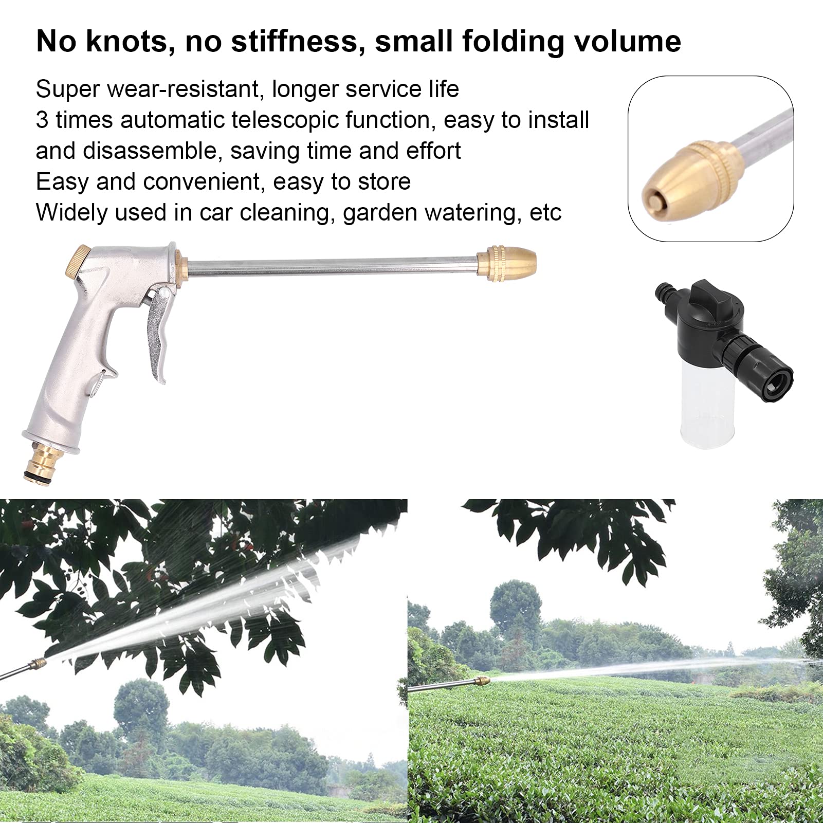 Pistola ad acqua ad alta pressione, irrigatore per pulizia Pratico portatile durevole per irrigazione da giardino per autolavaggio