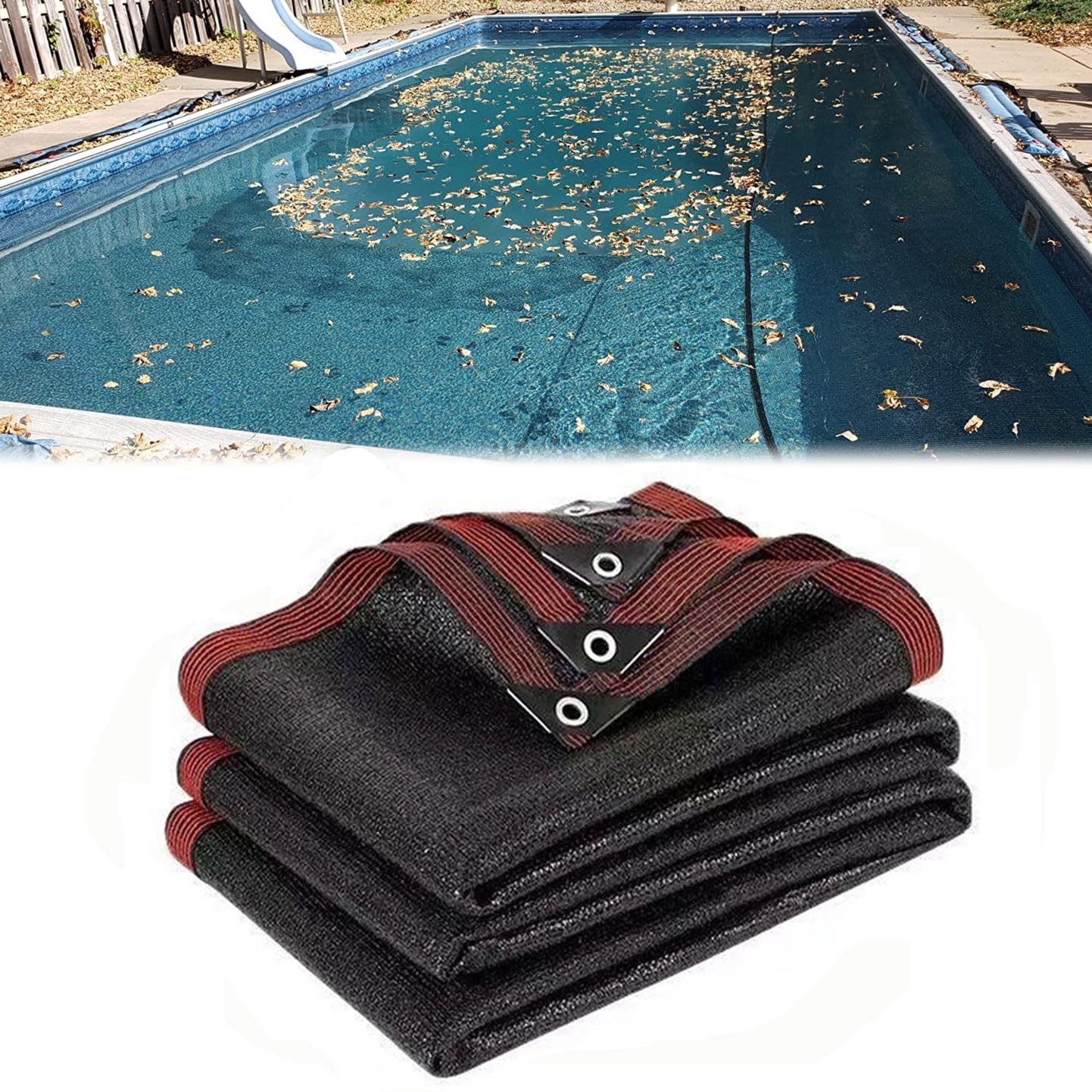 Cobertor de Red de Hojas para Piscina Rectangular, Malla Fina Red antihojas para Piscinas para Bloquea eficazmente Las Hojas y los Escombros Cobertor Piscina Invierno(5x9m(16.4x29.5ft))