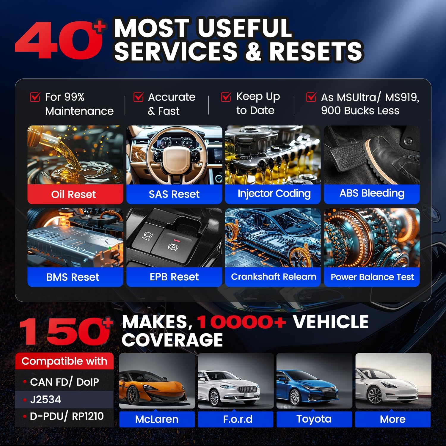 Autel MaxiSYS MS909 Scanner, 2026 Top Intelligent Same as MSUltra MS919 with OE J2534 Functions, Motor TruSpeed, Topology 2.0, Up of Elite 2 Pro, 40+ Service, 3000+ Tests, OE Diagnostics CAN FD DOIP